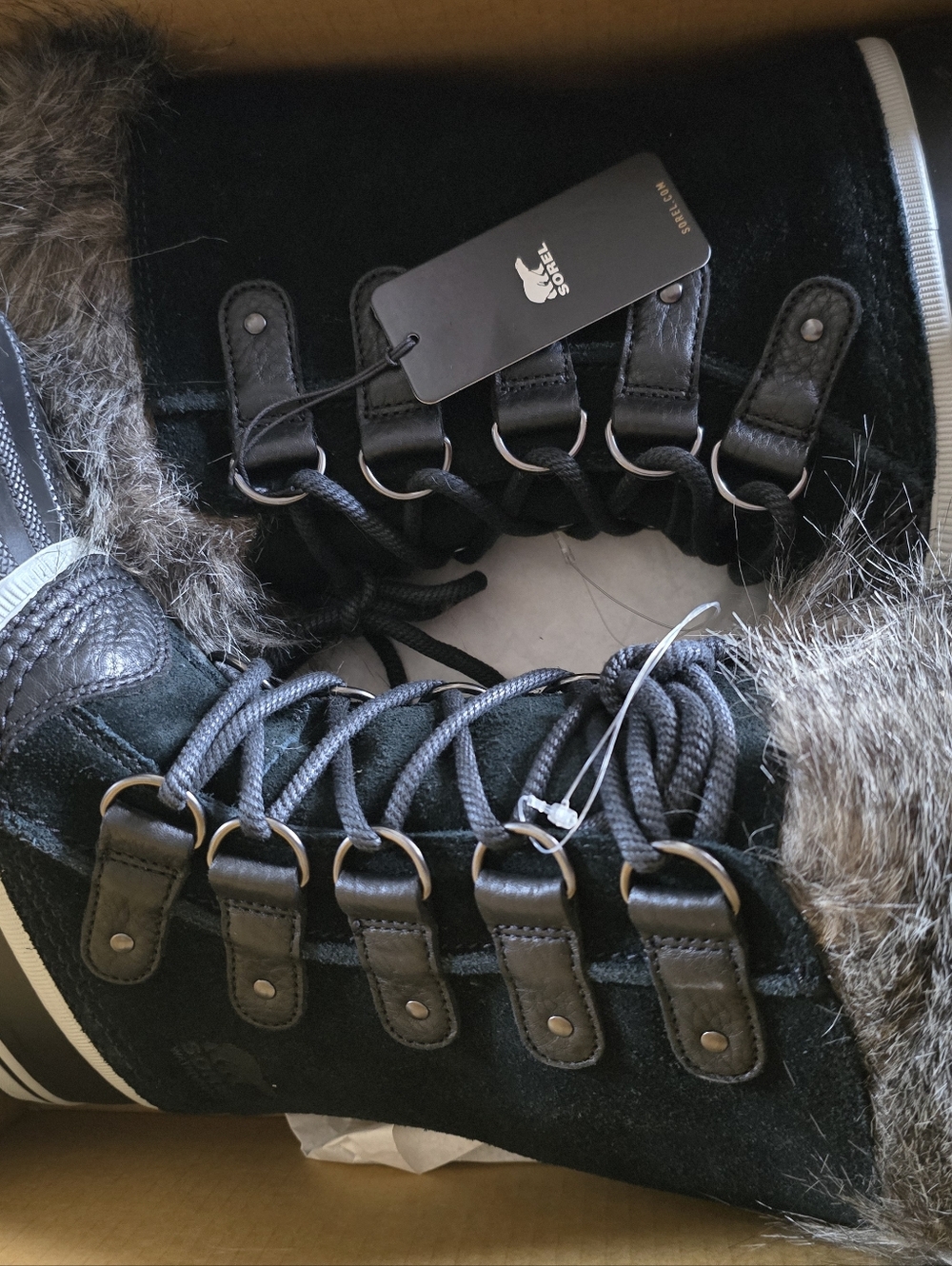Sorel Black and Gray Fur-Trim Winter Rain Boots - Picture 7 of 7
